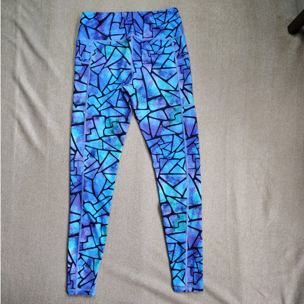 Constantly Varied Gear Leggings Womens Small Blue Stained Glass 7/8 Pocket - Picture 4 of 6